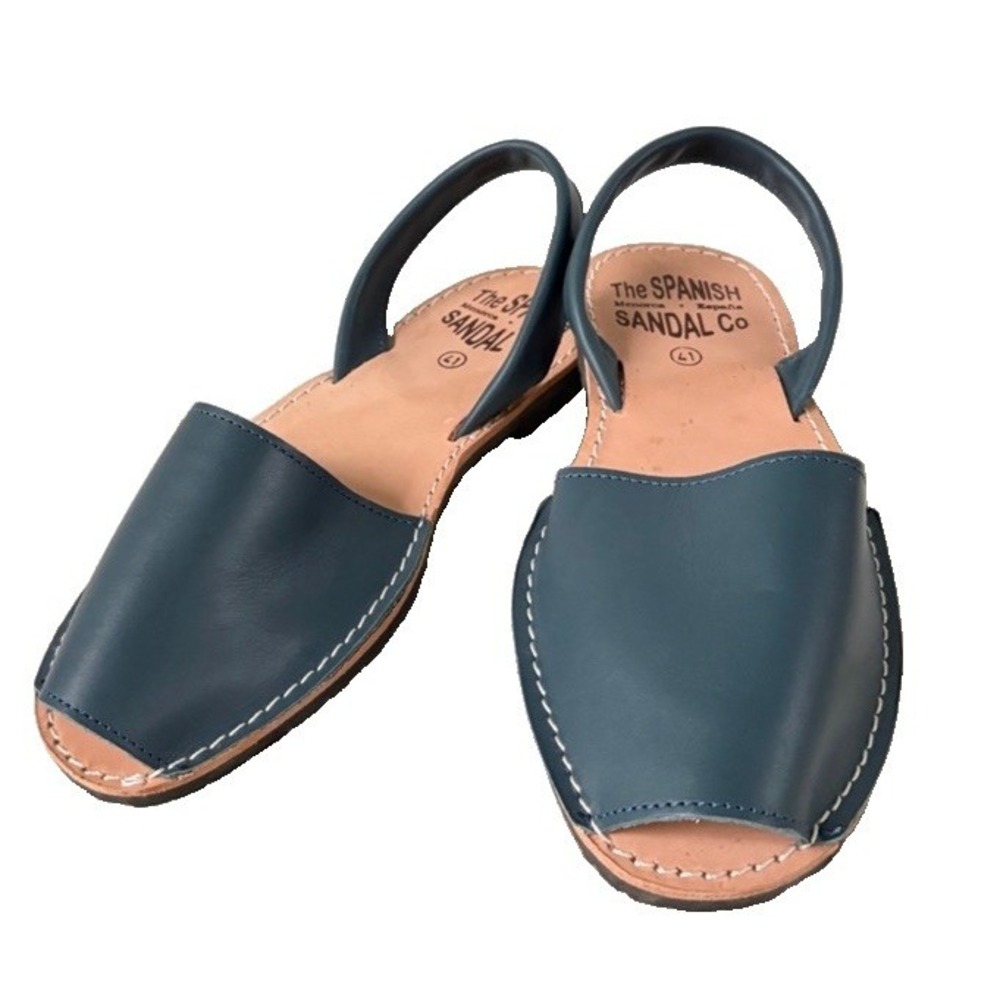 The Spanish Sandal Co. classic flat avarca sandals blue handcrafted Spain Sz 40